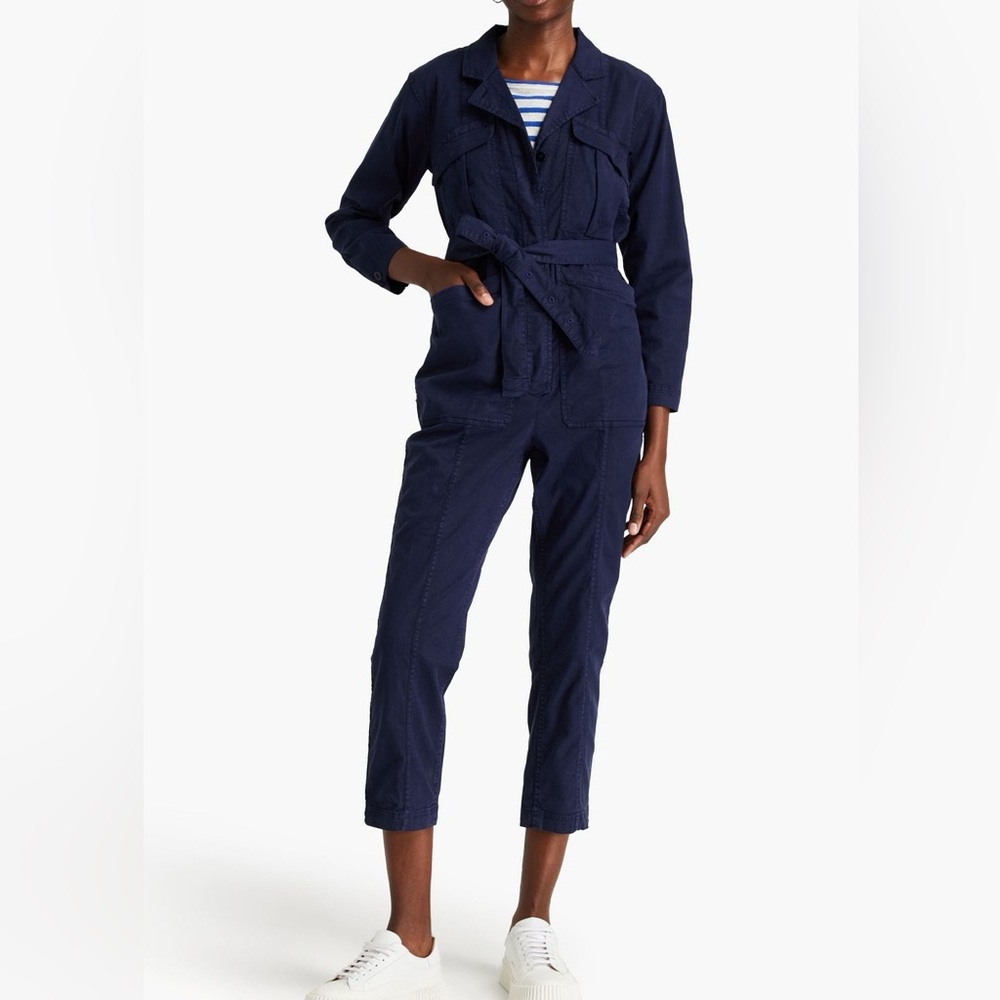 Alex Mill L Expedition cropped TENCEL TM-blend twill jumpsuit Navy long sleeves